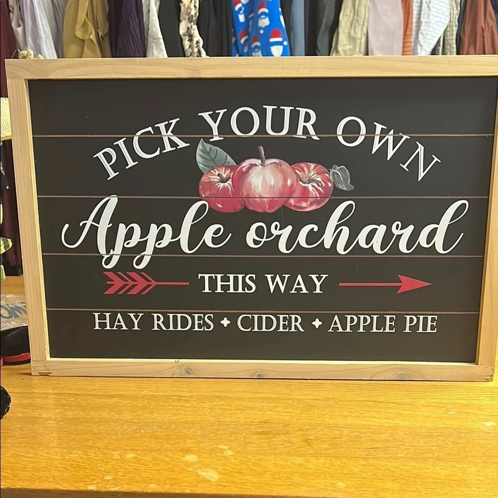 Apple Orchard Sign with Red and White Accents